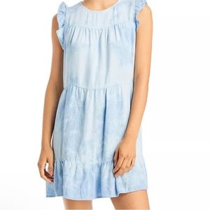 Anthropologie Bella Dahl Ruffle Sleeve Mini Cloud White Blue Dress S